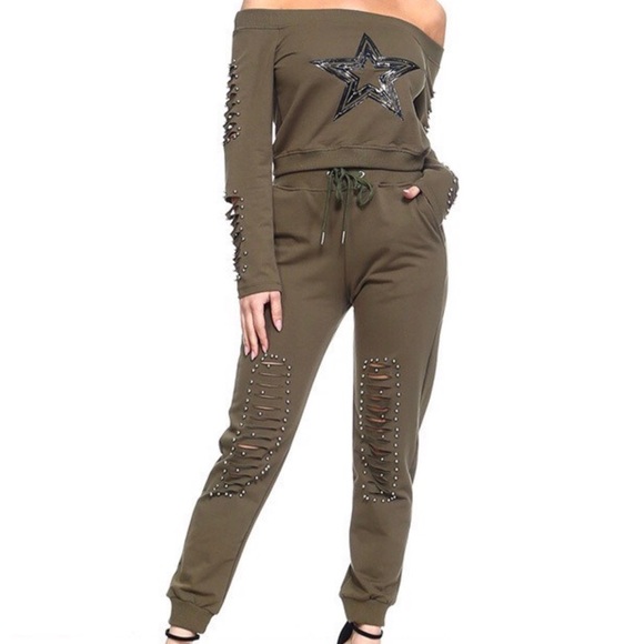 distressed jogger set